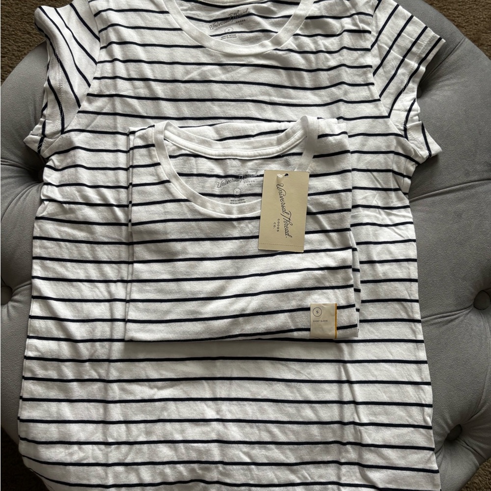2 Striped White and Black T-Shirts